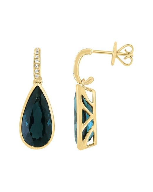 Effy Fine Jewelry Metallic 14K 10.06 Ct. Tw. Diamond & London Topaz Earrings