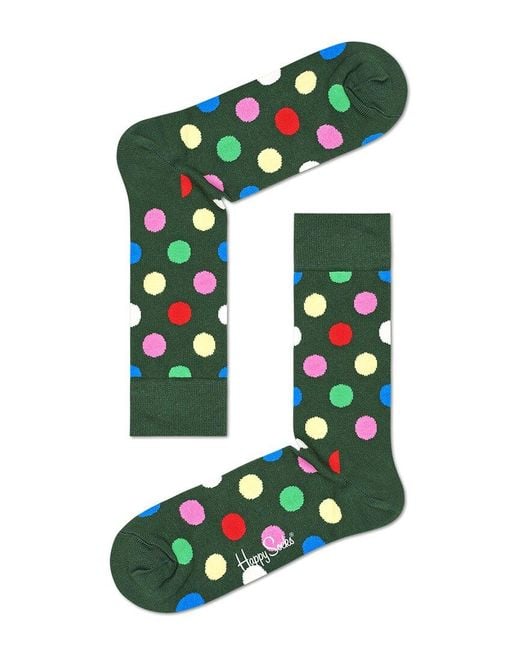 Happy Socks Green Set Of 2 Classic Holiday Socks Gift Cracker for men