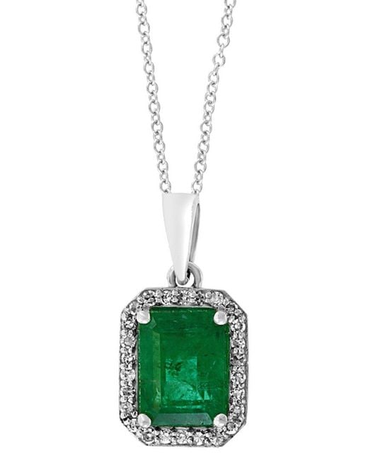 Effy Fine Jewelry Green 14K 1.66 Ct. Tw. Diamond & Emerald Necklace