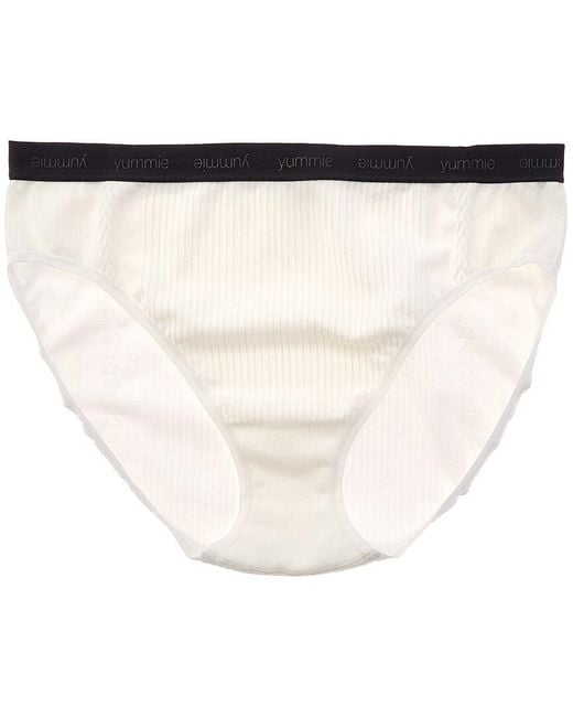 Yummie White Gemma Ribbed Hi-Leg Brief