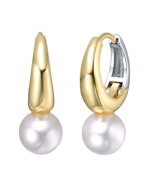 Genevive Jewelry Metallic Rachel Glauber Plated 10.4Mm Pearl Stud Earrings