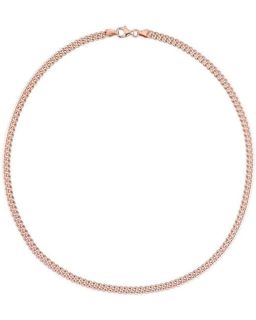 Italian Silver Metallic 18K Rose Over Curb Link Chain Necklace