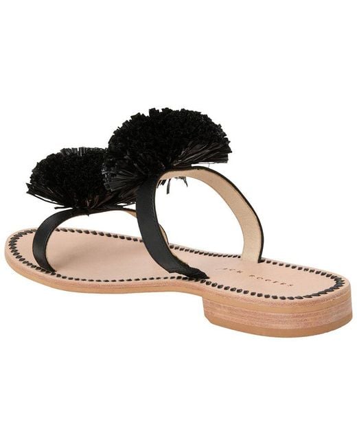 Jack Rogers Black Daffodil Raffia & Leather Sandal
