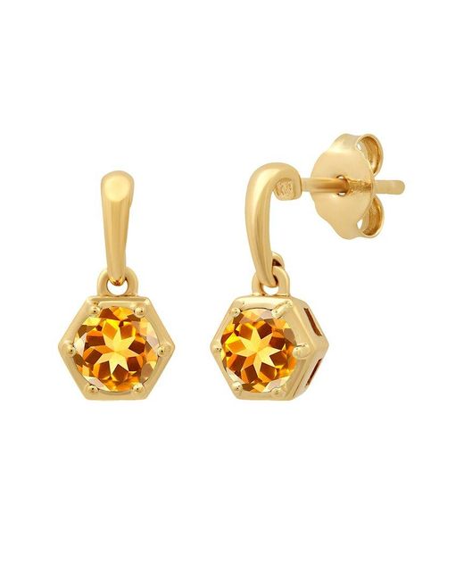 MAX + STONE Metallic Max + Stone 14k Over Silver 0.75 Ct. Tw. Citrine Drop Earrings