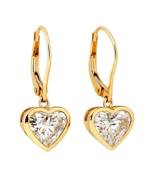 Prince Diamond & Jewelry Metallic 14K 4.16 Ct. Tw. Lab-Grown Diamond Lab-Grown Heart Earrings