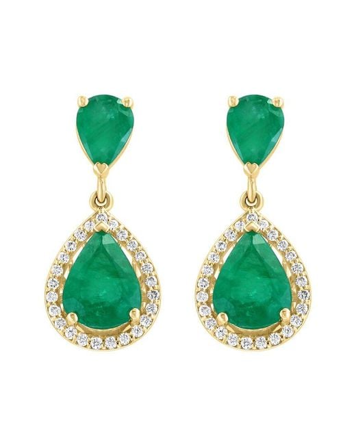 Effy Fine Jewelry Green 14K 5.50 Ct. Tw. Diamond & Emerald Earrings