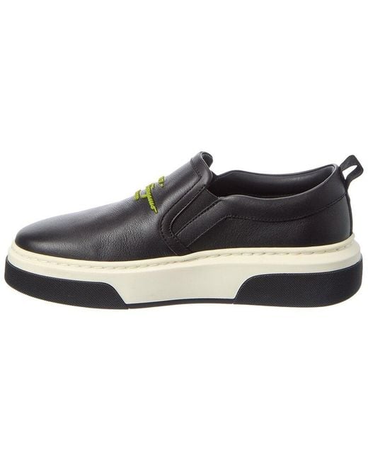 Ferragamo Black Cassina Leather Slip-On Sneaker