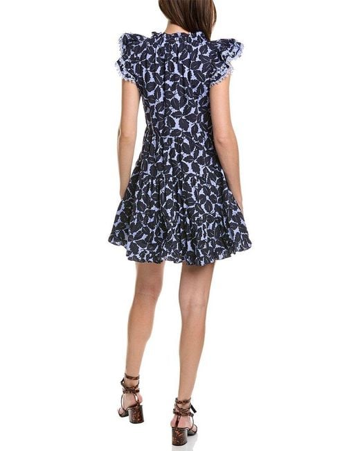 Sail To Sable Blue Ruffle Neck Mini Dress
