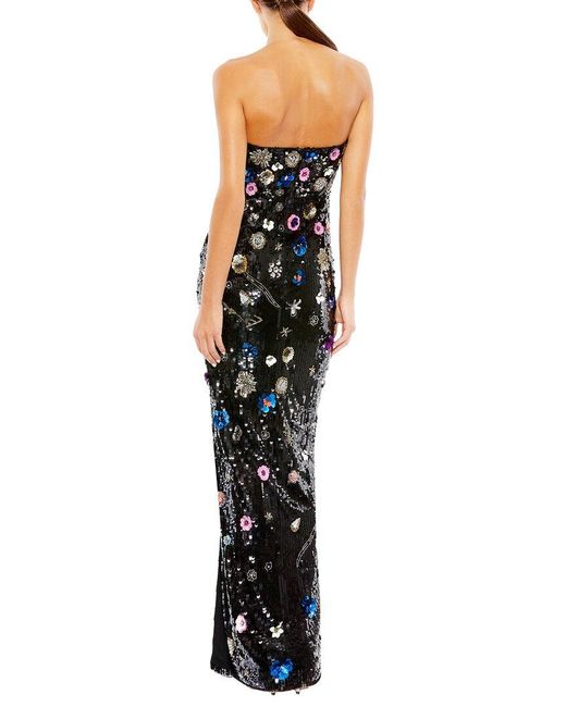 Mac Duggal Black Floral Sequin Gown
