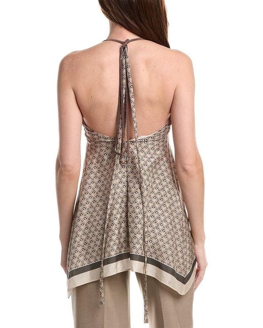 Brunello Cucinelli Brown Silk Tank