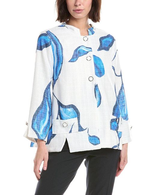 Lemon Grass Blue Stand Collar Jacket