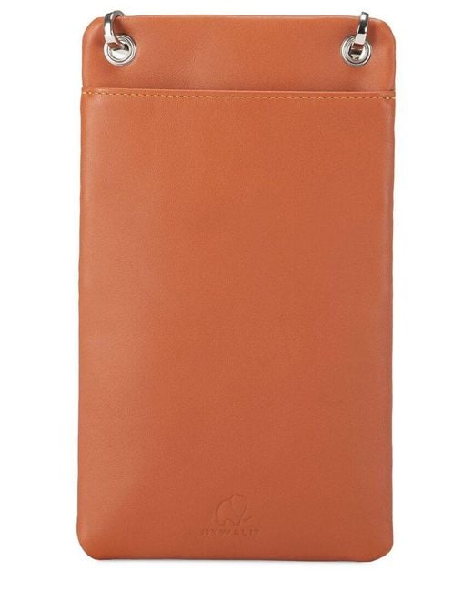 Mywalit Orange Leather Travel Neck Purse