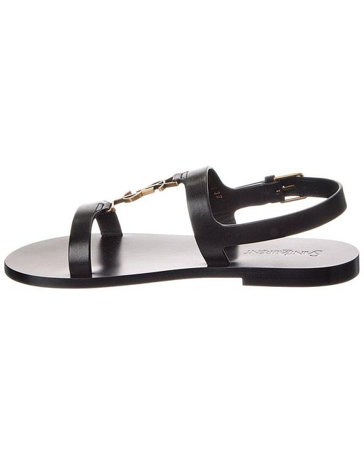 Saint Laurent Metallic Cassandre Leather Sandal