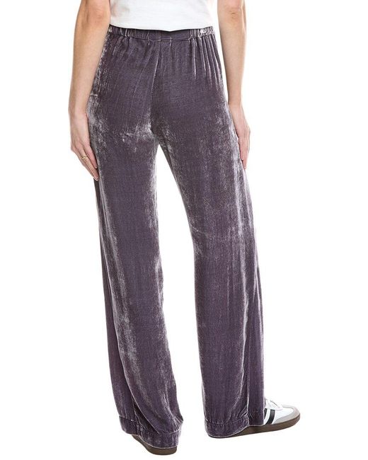 Velvet By Graham & Spencer Purple Sorine Velvet Silk-Blend Pant