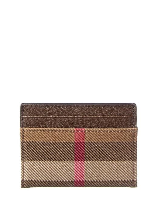 Burberry Brown Check E-Canvas & Leather Card Case