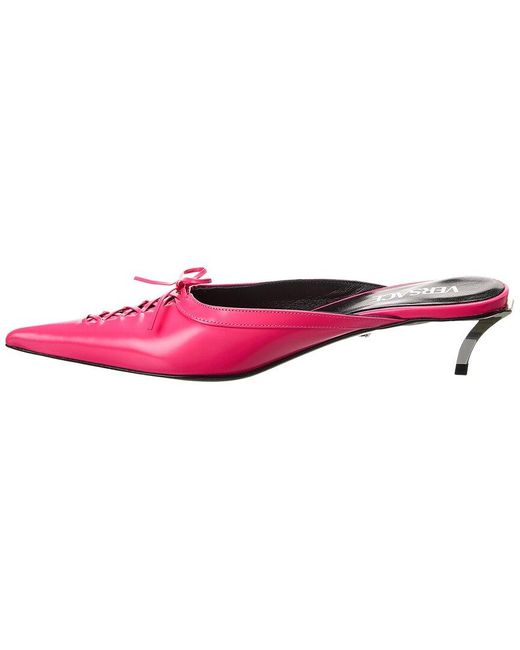 Versace Pink Pin-Point Leather Mule