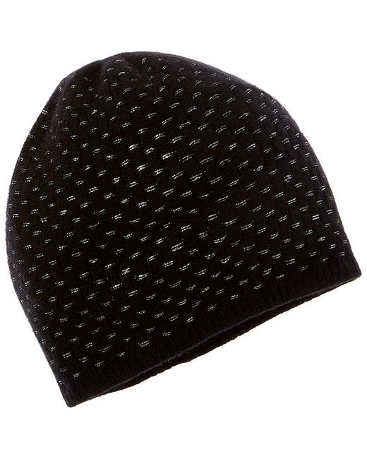 Portolano Black Whipstitched Lurex Cashmere Hat