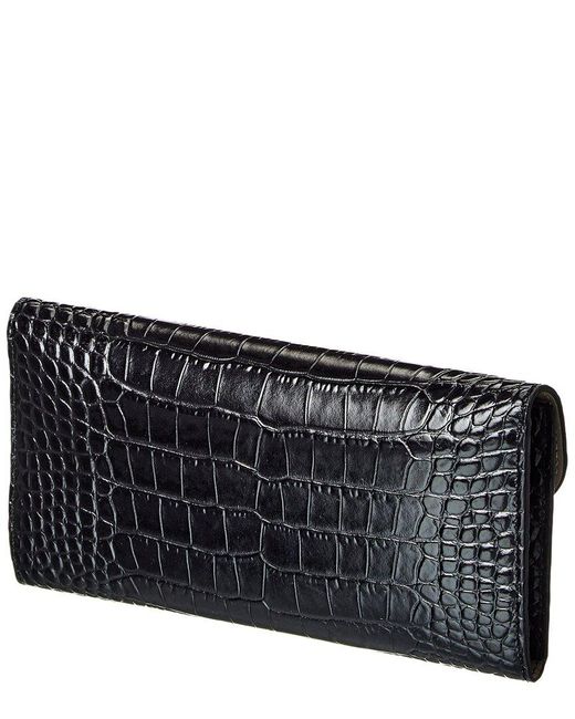 Totême  Black T-Lock Croc-Embossed Leather Continental Wallet