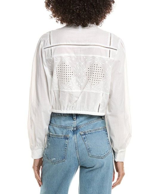 10 Crosby Derek Lam White Malory Garden Tile Eyelet Blouse
