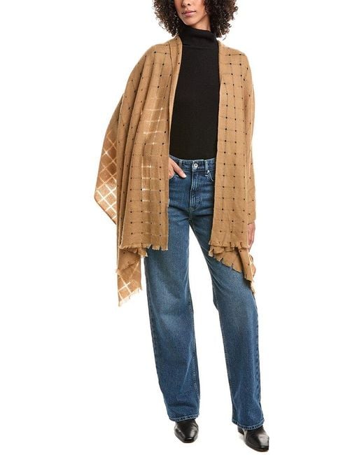 Forte Blue Cashmere Open Weave Shawl