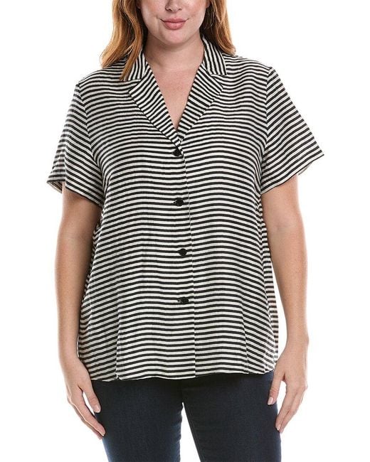 Marina Rinaldi Gray Plus Barre Linen-blend Shirt