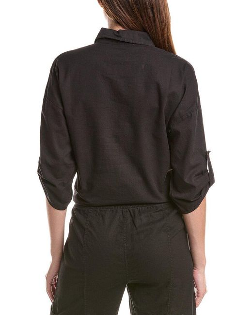 XCVI Black Linen-Blend Cargo Pant