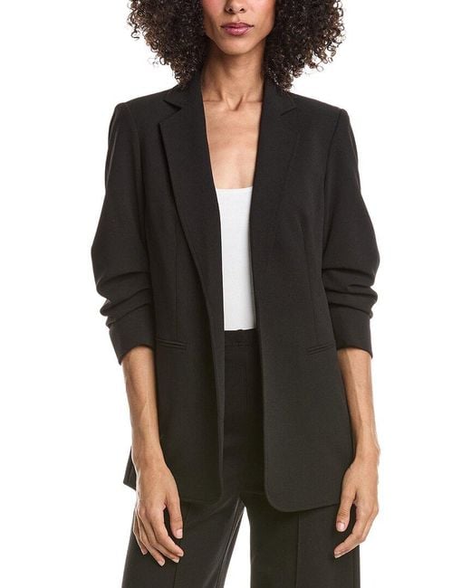 Anne Klein Black Scrunch Sleeve Open Jacket