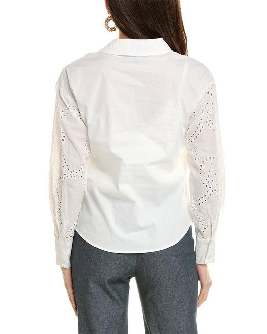 Gracia White Shirred Waist Shirt