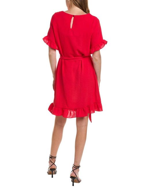 Tahari Red Ruffle Shift Dress