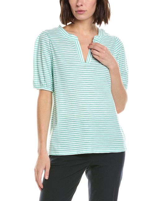 Stella Parker Green Caroline Notch Neck Puff Sleeve Top
