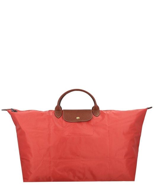 Longchamp Red Le Pilage Nylon Travel Bag
