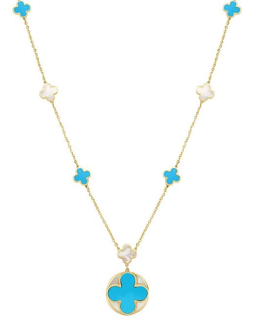 Italian Gold Metallic 14K Gemstone Clover Pendant