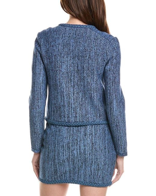 MILLY Blue Shayne Pinstripe Knit Cardigan