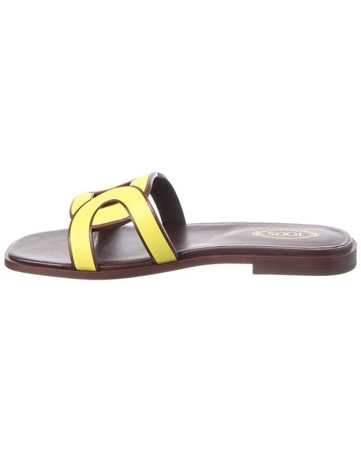 Tod's Yellow Logo Leather Sandal