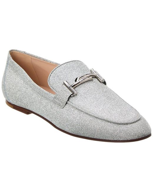 Tod's White Double T Glitter Loafer