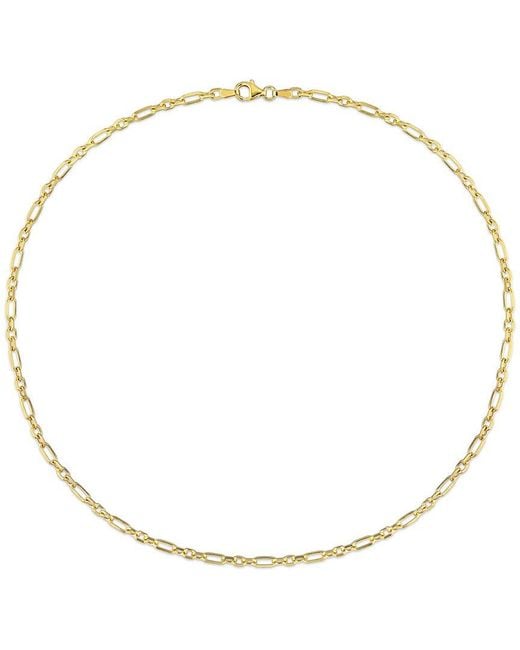 Italian Silver Metallic 18K Over Diamond-Cut Figaro Chain Necklace