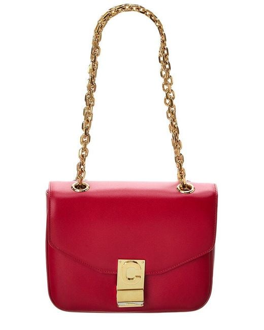 Céline Red C Small Leather Shoulder Bag (authentic Pre-owned)