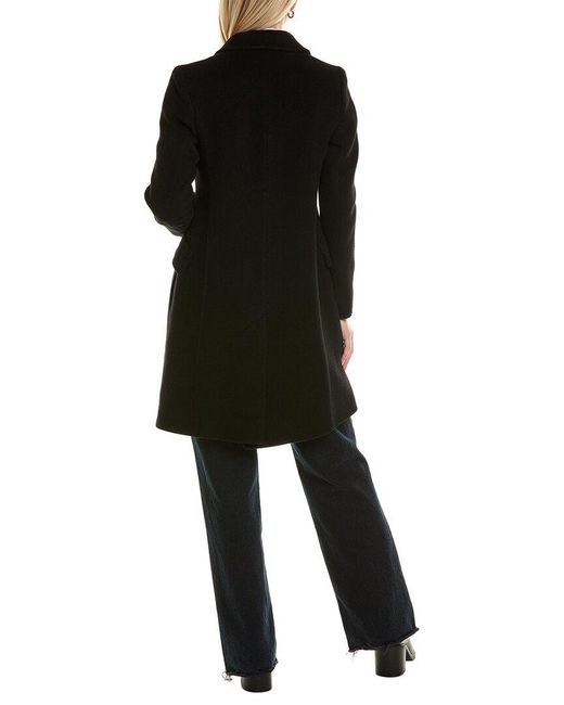 Fleurette Black Textured Wool-blend Coat