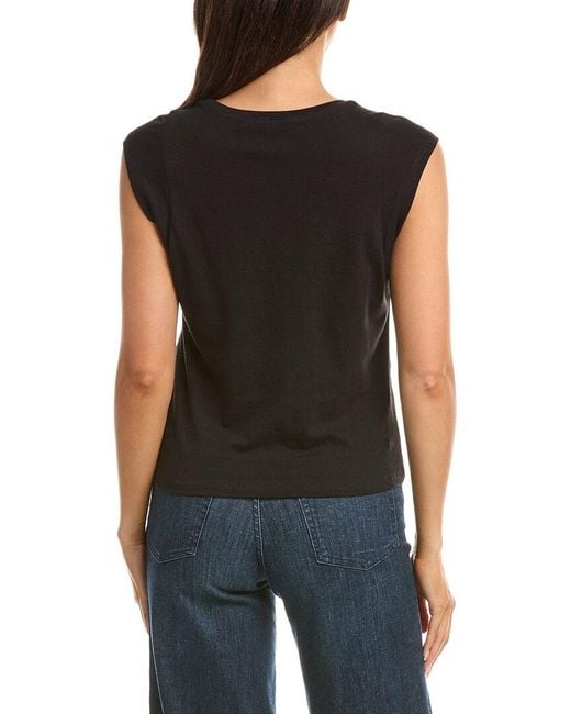 Tahari Black Extended Shoulder Crewneck Sweater