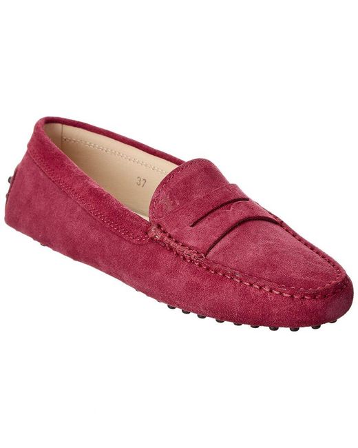 Tod's Red Tods Gommino Suede Loafer