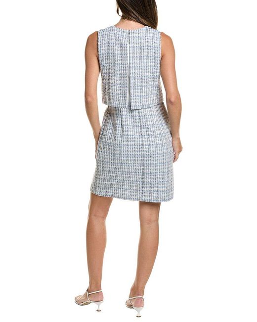 Karl Lagerfeld Blue Tweed Popover Dress