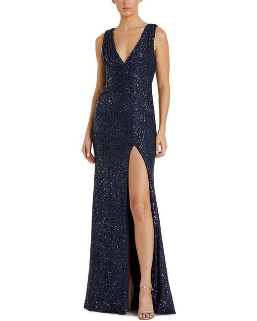 Mac Duggal Blue Maxi Dress