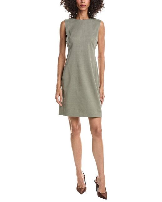 Theory Green Fitted Wool-Blend Mini Dress