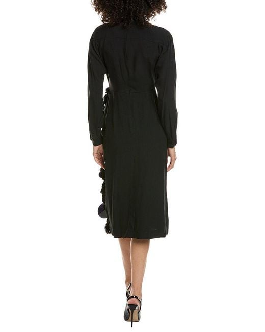 Prada Black Paillette & Bead Embellished Crepe Midi Dress