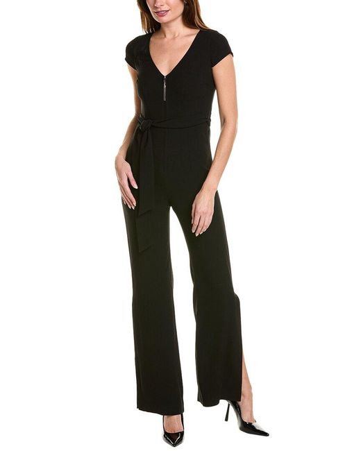 Tahari Front Zip Jumpsuit in Black Lyst UK