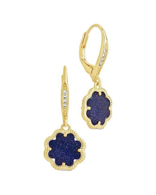 Sterling Forever White 14K Plated Rose Petal Short Drop Earrings