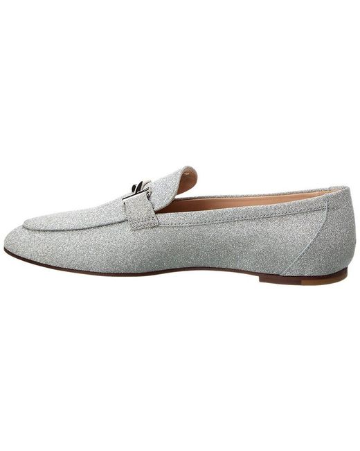 Tod's White Double T Glitter Loafer