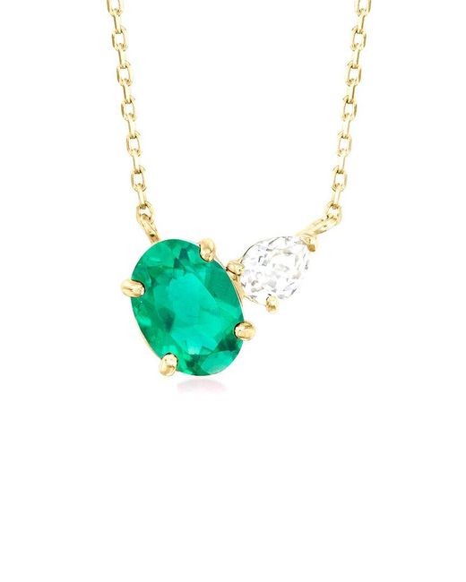 MaxColor Green 14K 0.60 Ct. Tw. Lab-Grown Emerald Necklace