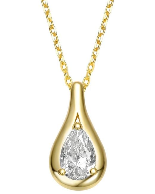 Genevive Jewelry Metallic Rachel Glauber 14K Plated Cz Pendant Necklace