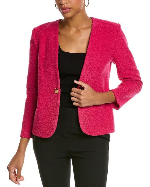 St. John Bouclette Tweed Wool-blend Jacket in Red | Lyst